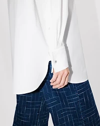 Stand collar oversized shirt cotton poplin