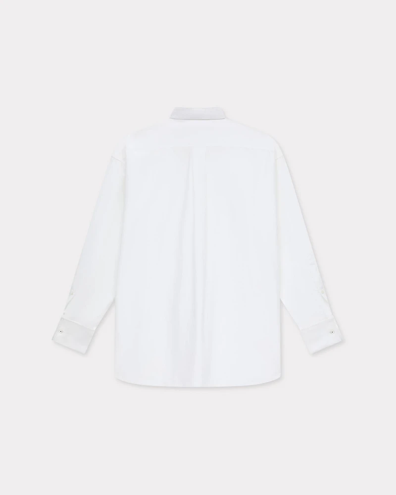 Stand collar oversized shirt cotton poplin