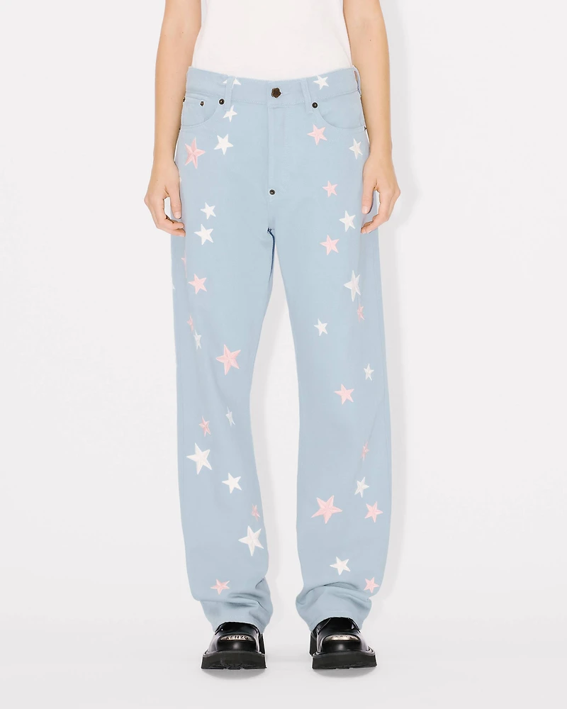 'KENZO Stars' embroidered low-waist pants japanese denim