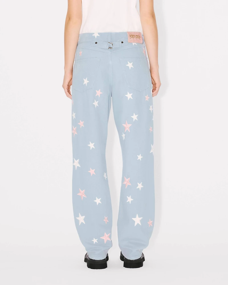 'KENZO Stars' embroidered low-waist pants japanese denim