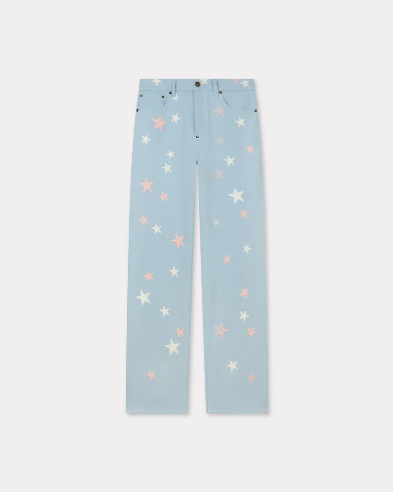 'KENZO Stars' embroidered low-waist pants japanese denim
