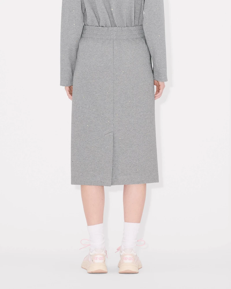 'KENZO Elephant Logo' strass embroidered skirt cotton