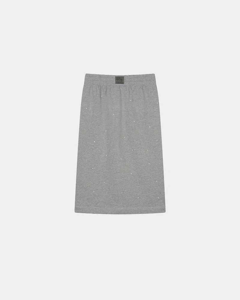 'KENZO Elephant Logo' strass embroidered skirt cotton