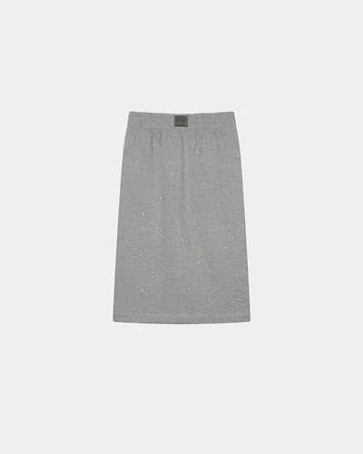 'KENZO Elephant Logo' strass embroidered skirt cotton