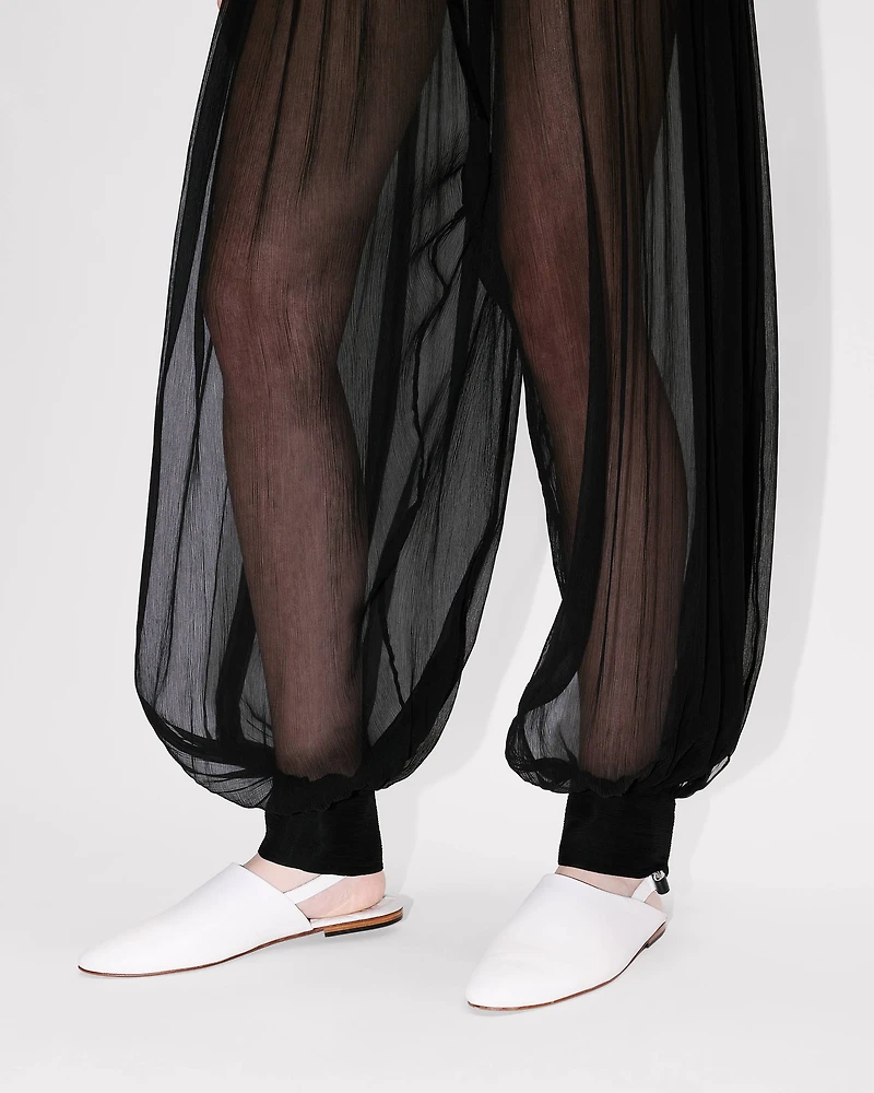 Balloon pants transparent silk veil