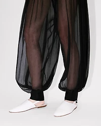 Balloon pants transparent silk veil