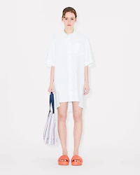 Cocoon short sleeve dress cotton poplin