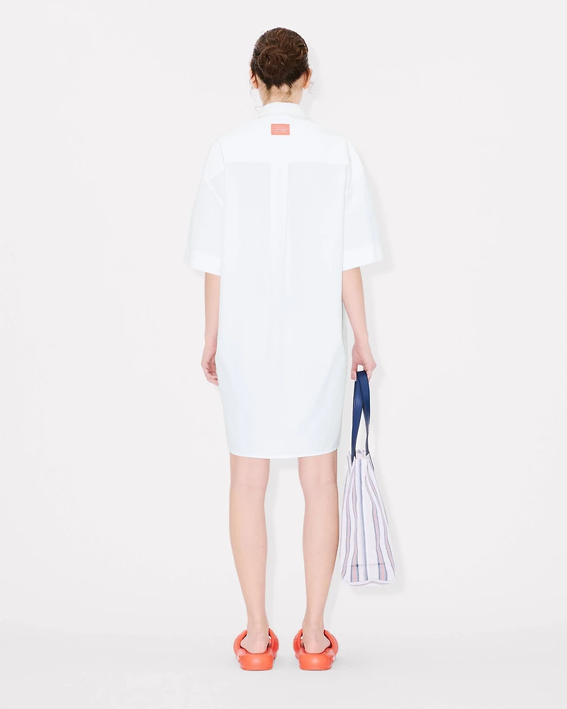 Cocoon short sleeve dress cotton poplin