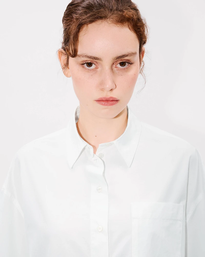 Cocoon short sleeve dress cotton poplin