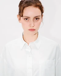 Cocoon short sleeve dress cotton poplin