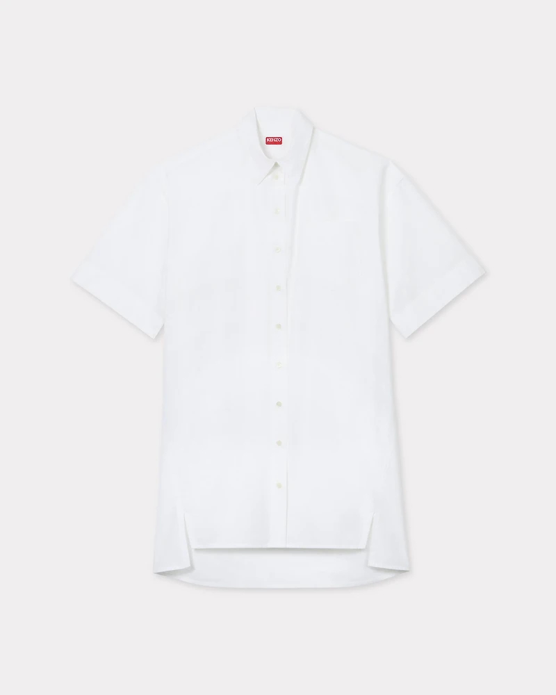 Cocoon short sleeve dress cotton poplin