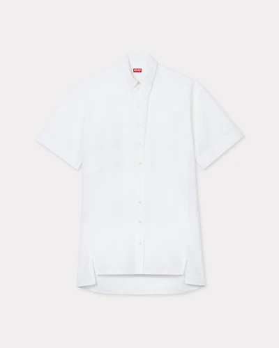 Cocoon short sleeve dress cotton poplin