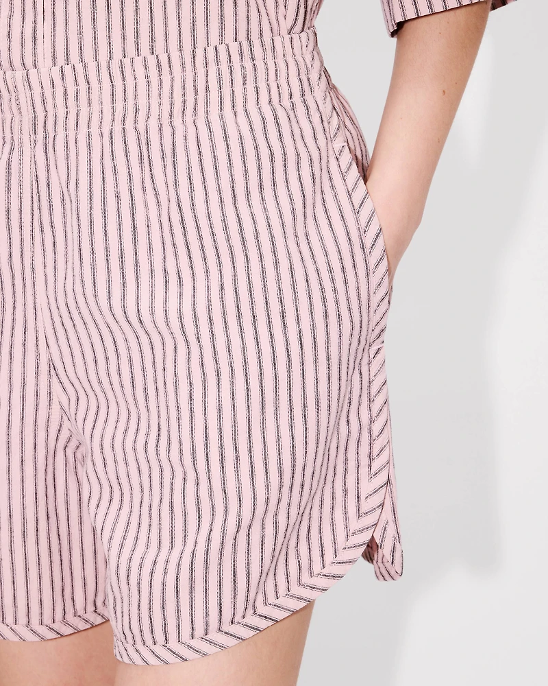 'KENZO Coast Lines' elasticated waist short cotton linen