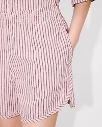 'KENZO Coast Lines' elasticated waist short cotton linen