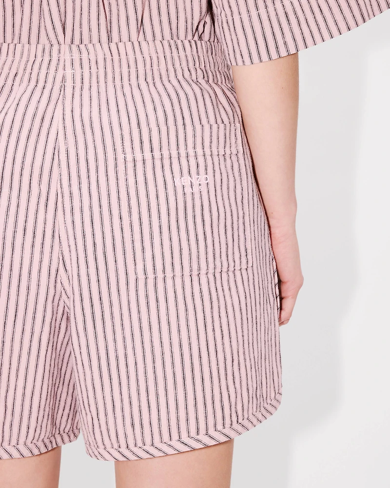 'KENZO Coast Lines' elasticated waist short cotton linen