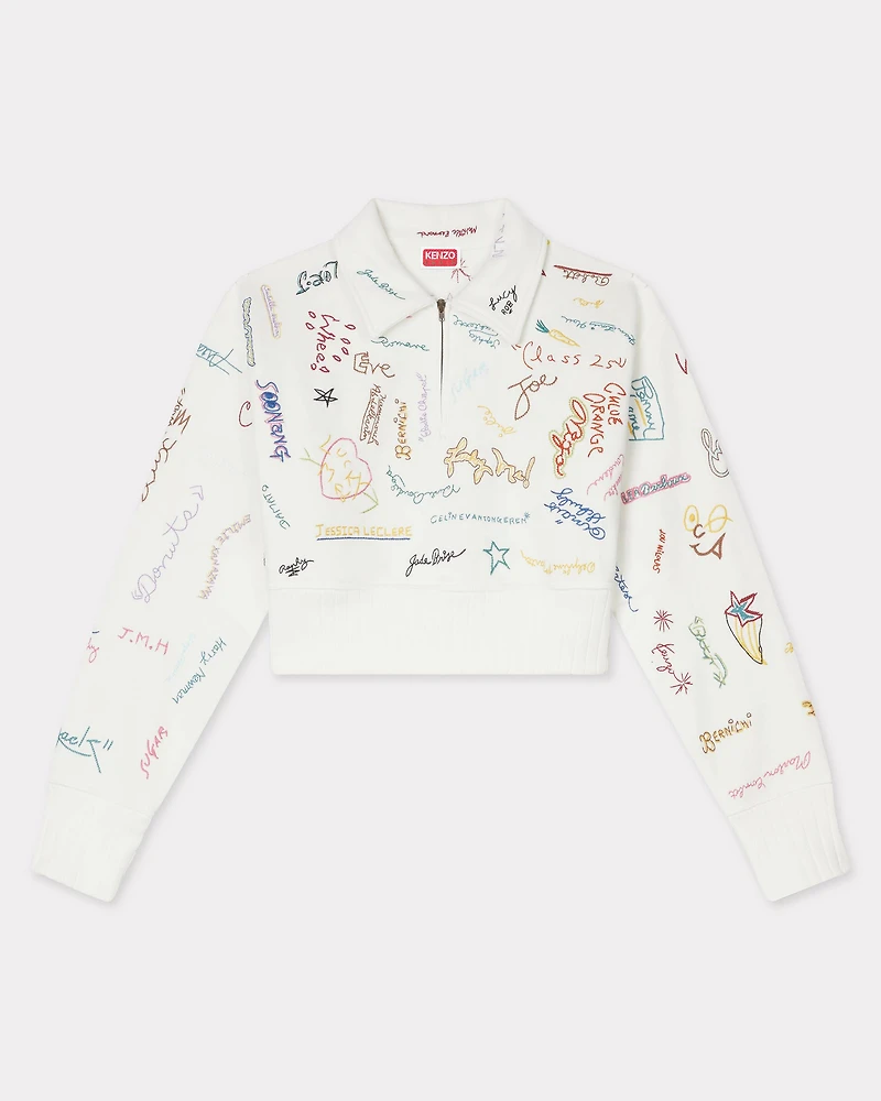 'KENZO Graduation' embroidered cropped polo sweatshirt cotton