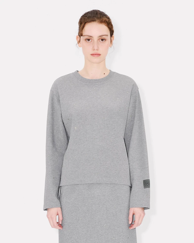 'KENZO Elephant Logo' strass embroidered long sleeve T-shirt