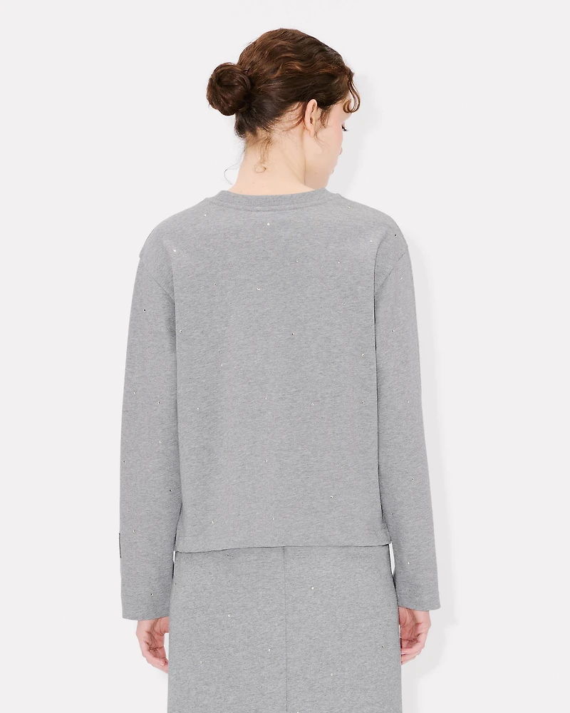 'KENZO Elephant Logo' strass embroidered long sleeve T-shirt