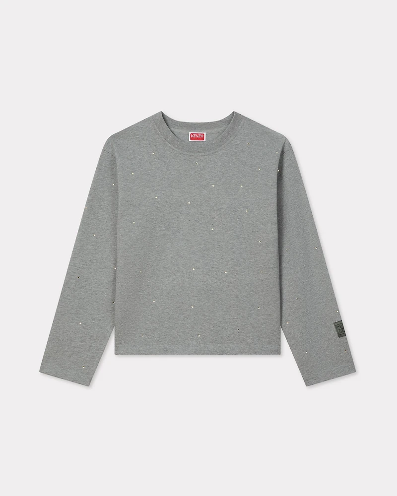 'KENZO Elephant Logo' strass embroidered long sleeve T-shirt