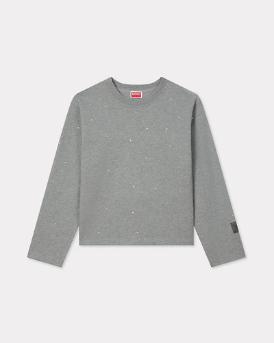 'KENZO Elephant Logo' strass embroidered long sleeve T-shirt