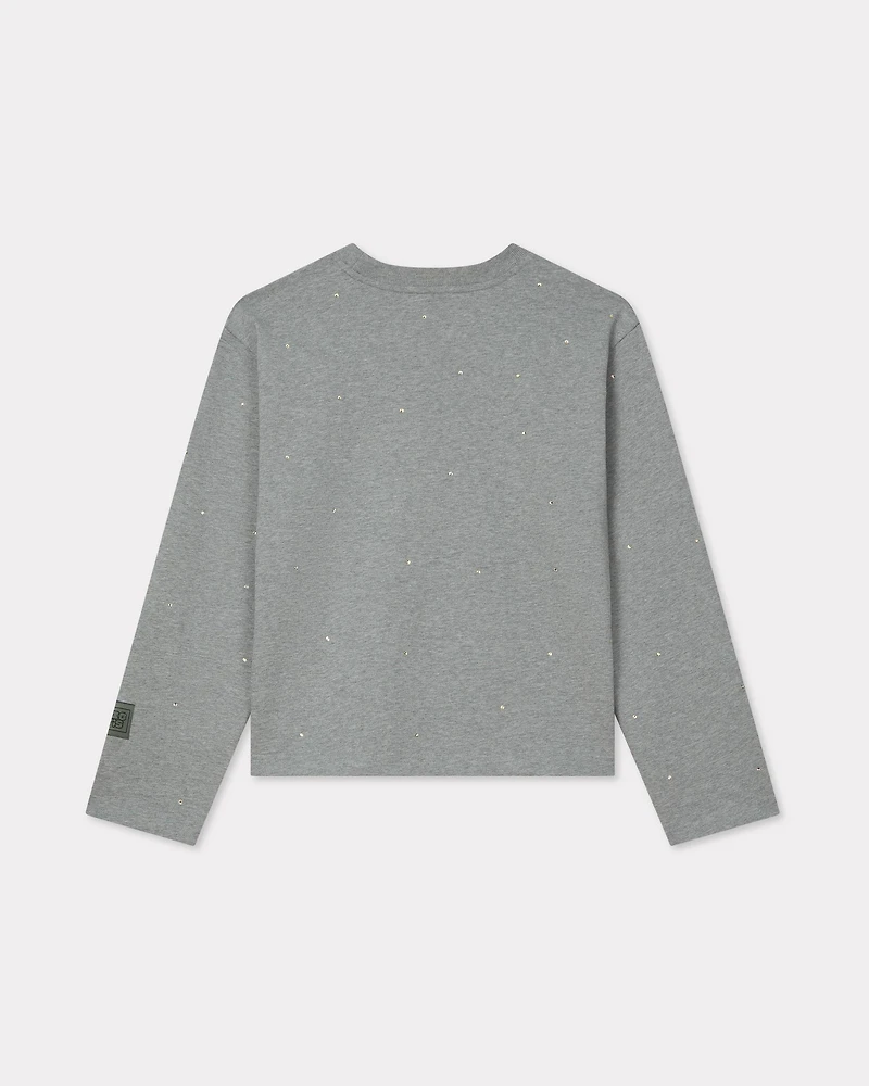 'KENZO Elephant Logo' strass embroidered long sleeve T-shirt