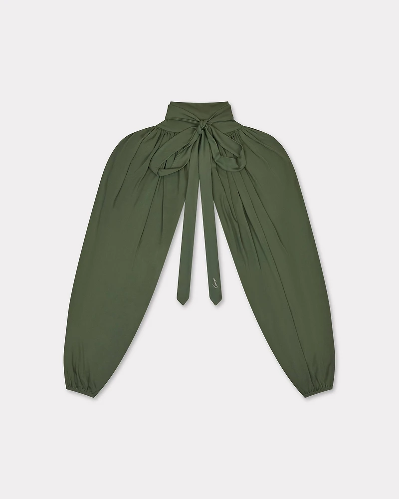 Draped top with balloon sleeves