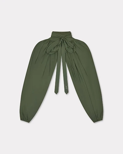 Draped top with balloon sleeves