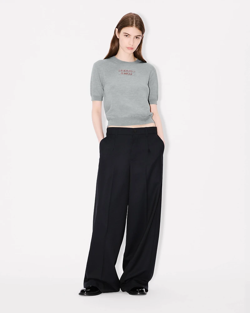Beaded trims top light wool