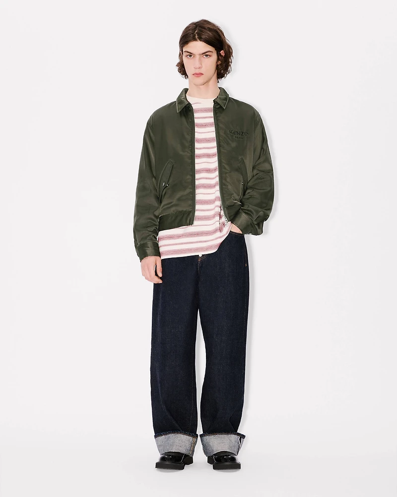 'Boke Flower' padded blouson mixed satin
