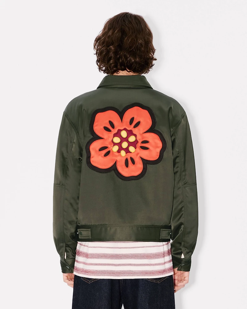 'Boke Flower' padded blouson mixed satin