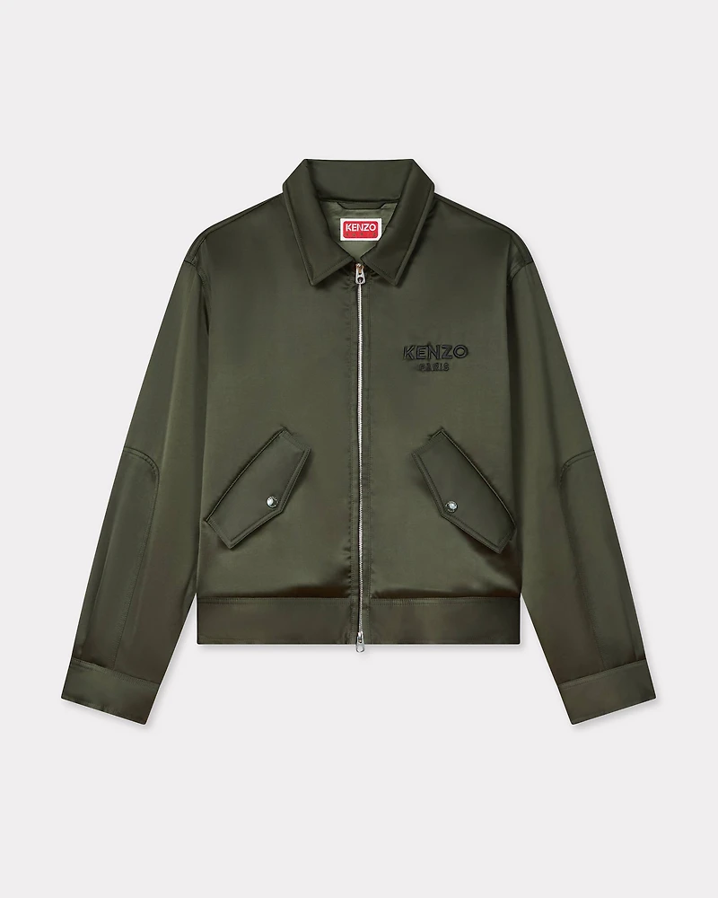 'Boke Flower' padded blouson mixed satin