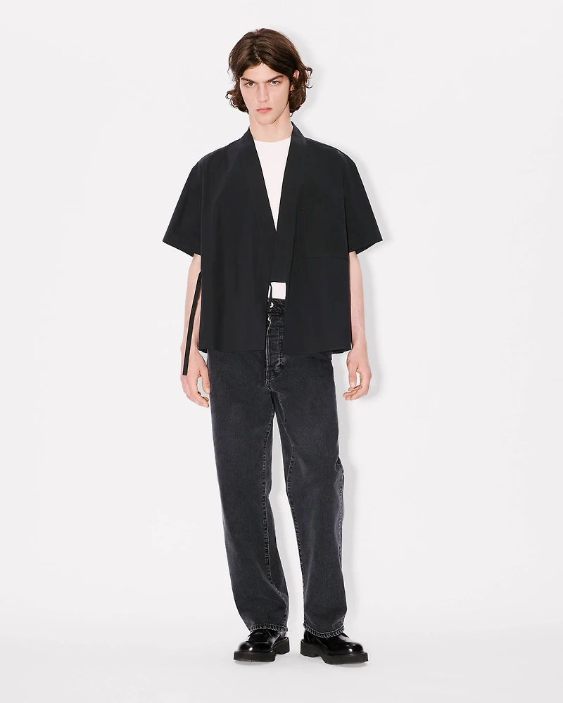 Kimono short sleeve shirt cotton poplin