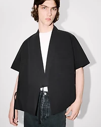 Kimono short sleeve shirt cotton poplin
