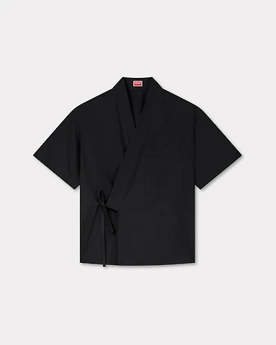 Kimono short sleeve shirt cotton poplin