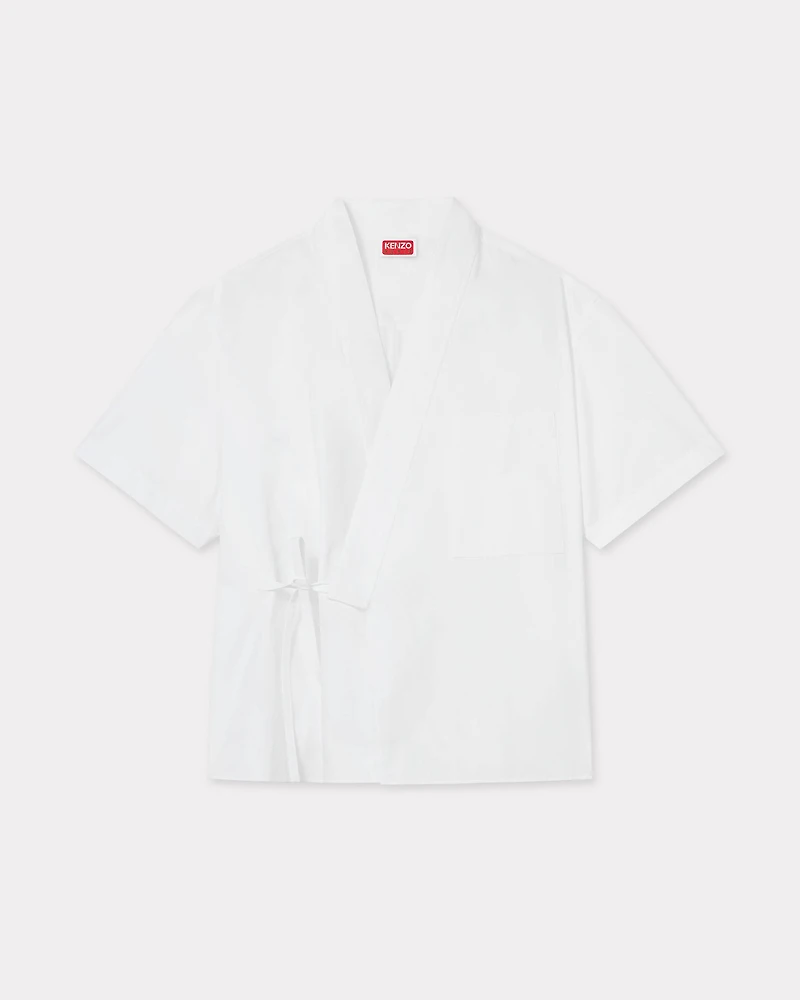 Kimono short sleeve shirt cotton poplin