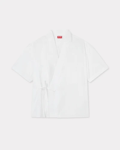 Kimono short sleeve shirt cotton poplin