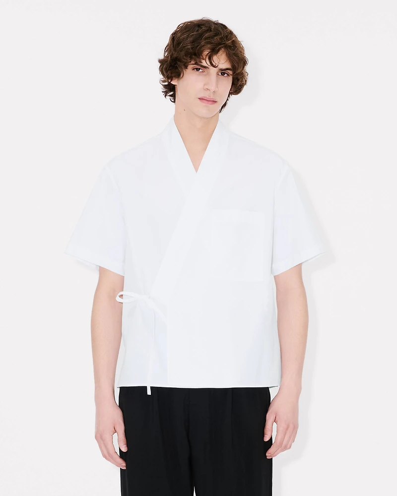 'KENZO Elephant Logo' kimono short sleeve shirt cotton poplin