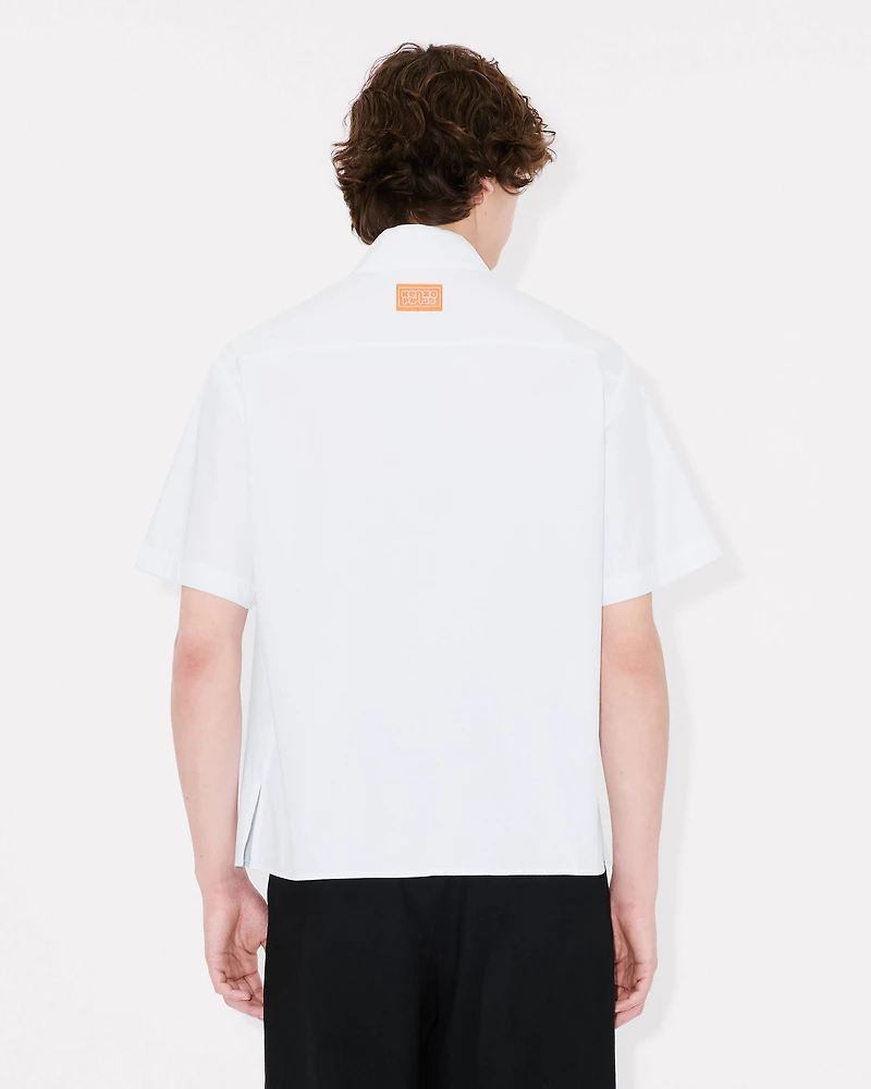'KENZO Elephant Logo' kimono short sleeve shirt cotton poplin