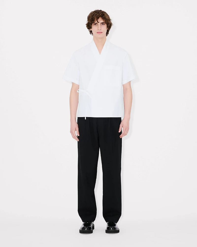 'KENZO Elephant Logo' kimono short sleeve shirt cotton poplin