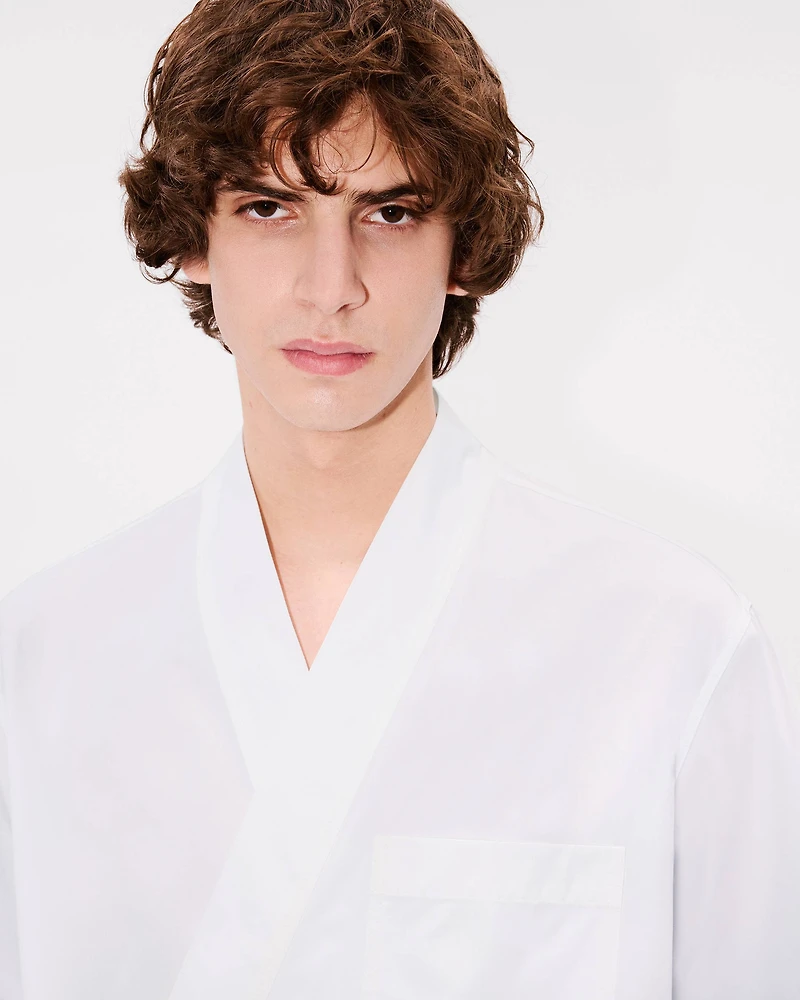 'KENZO Elephant Logo' kimono short sleeve shirt cotton poplin