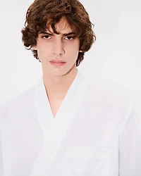 'KENZO Elephant Logo' kimono short sleeve shirt cotton poplin