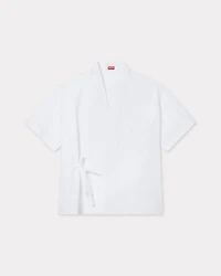 'KENZO Elephant Logo' kimono short sleeve shirt cotton poplin