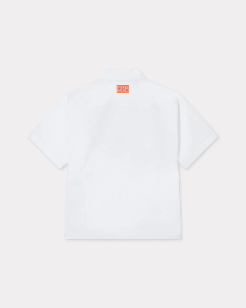 'KENZO Elephant Logo' kimono short sleeve shirt cotton poplin