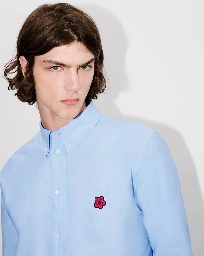 'Boke Flower' embroidered casual shirt cotton oxford