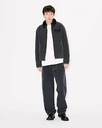 'KENZO Happy Tiger' embroidered utility fleece jacket Japanese denim