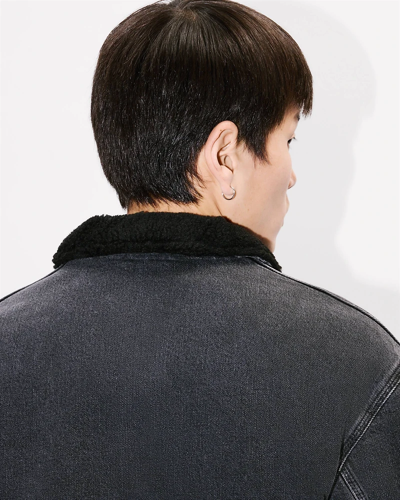 'KENZO Happy Tiger' embroidered utility fleece jacket Japanese denim