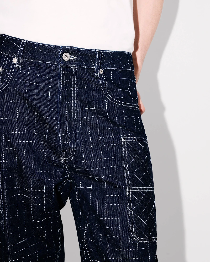 'KENZO Weave' cargo monkey fit jeans Japanese denim