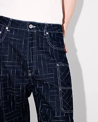 'KENZO Weave' cargo monkey fit jeans Japanese denim