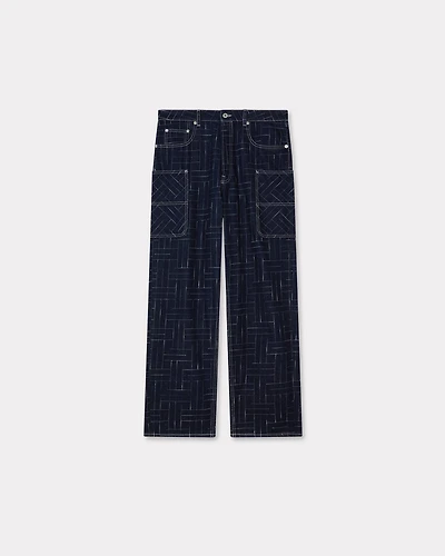 'KENZO Weave' cargo monkey fit jeans Japanese denim
