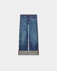 Turn up wide fit jeans Japanese denim